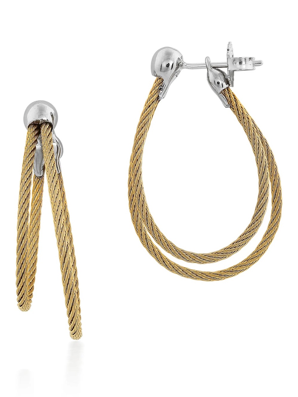 NWT ALOR Braided Cable Hoop Earrings Gold 18K White Gold $350